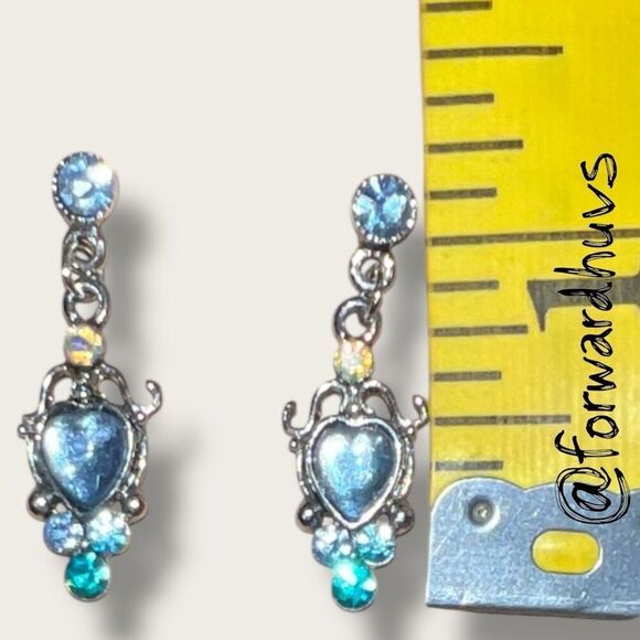 Bundle Sale 3 for $15 | Blue Heart & Gem Cluster Stud Earrings - Picture 5 of 6